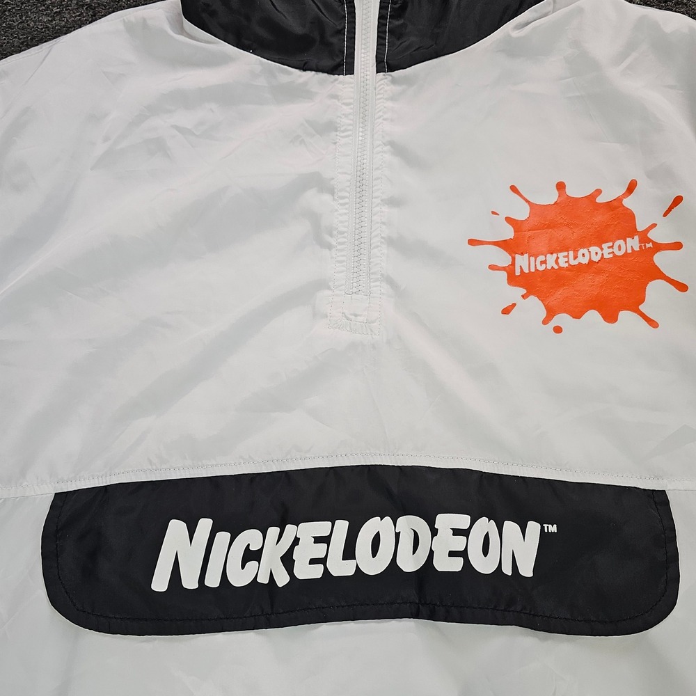 Nickelodeon Windbreaker Jacket Mens Large 90s Cartoon Characters White 1/4 Zip - Picture 3 of 7